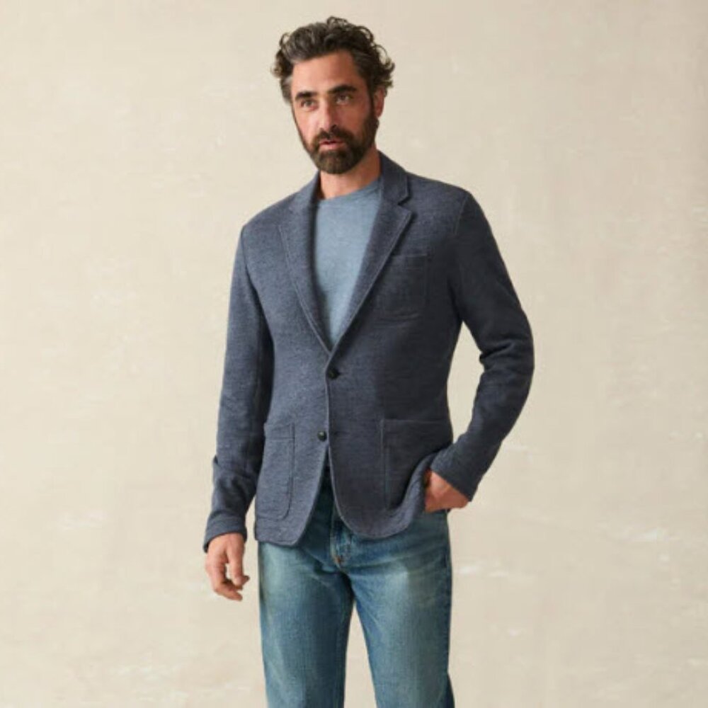 Faherty Inlet Knit Blazer -Deep Navy Melange  Size XL T - Picture 3 of 6